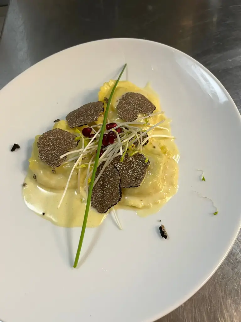 Fleischgericht mit Sauce und feinen Beilagen